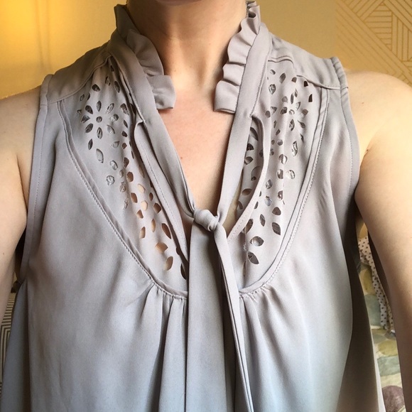 Anthropologie MAEVE lasercut tie front tank blouse - Picture 3 of 7